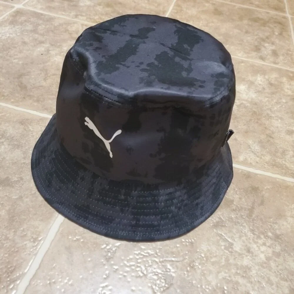 Puma Bucket Hat Y2K Unisex Black Grey Space Dye Nylon OS - Picture 9 of 9